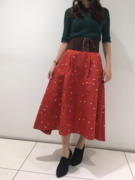 ChiEmiさんの「スクエア刺繍シャンタンフレアスカート◆」を使ったコーディネート