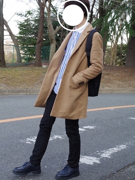 「BEAUTY&YOUTH UNITED ARROWS」｜「アイテム（チェスターコート）」を使った、Eddieさん（メンズ・168cm）の春コーディネート