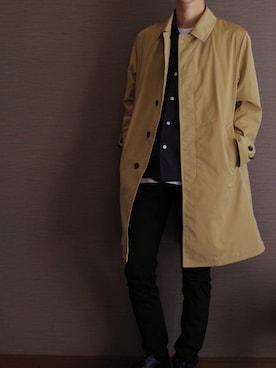 ステンカラーコートを使った オープンカラーシャツ 黒 の人気ファッションコーディネート Wear