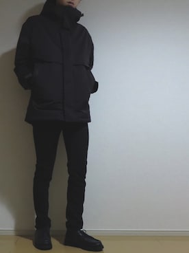 「プラスJ」｜「アイテム（ダウンジャケット/コート）」を使った、Eddieさん（メンズ・168cm）の冬コーディネート