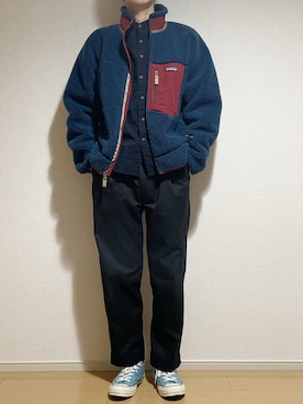 「patagonia」｜「アイテム（スラックス）」を使った、Eddieさん（メンズ・168cm）の冬コーディネート
