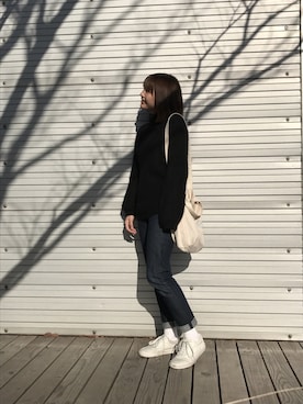 「VANS AUTHENTIC」｜「アイテム（トップス）」を使った、まさる。さん（レディース・164cm）の冬コーディネート