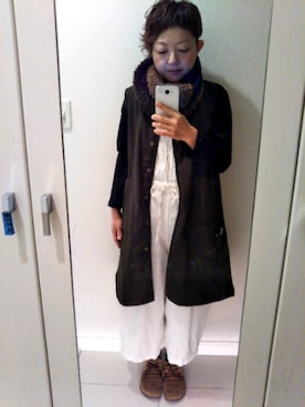 「orSlow（オアスロウ）のアイテム（オールインワン・サロペット）」を使った、まゆみんさん（レディース・153cm）の冬コーディネート