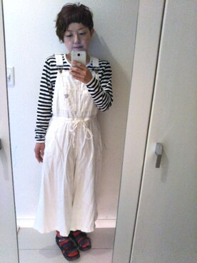 「orSlow（オアスロウ）のアイテム（オールインワン・サロペット）」を使った、まゆみんさん（レディース・153cm）の春コーディネート