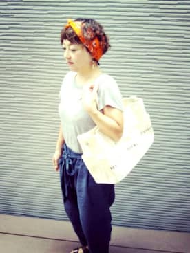 「n100（エヌワンハンドレッド）のアイテム」を使った、まゆみんさん（レディース・153cm）の夏コーディネート