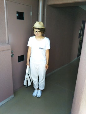 「DEEP BLUE（ディープブルー）のアイテム（パンツ）」を使った、まゆみんさん（レディース・153cm）の夏コーディネート