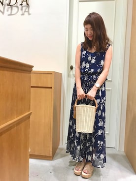 「RANDA（ランダ）のアイテム（バッグ）」を使った、yunaさん（レディース・152cm）の夏コーディネート