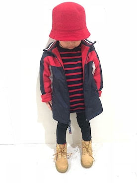 「TOMMY HILFIGER（トミーヒルフィガー）のアイテム（ジャケット/アウター）」を使った、ＹＫさん（キッズ・90cm）の冬コーディネート