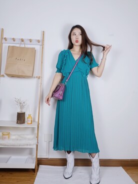 Zara ザラ のワンピース グリーン系 を使った人気ファッションコーディネート 地域 中国大陸 Wear