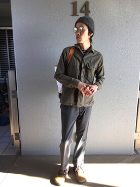 「ARBRE（アルブル）のアイテム」を使った、くるまやさん（メンズ・165cm）の冬コーディネート