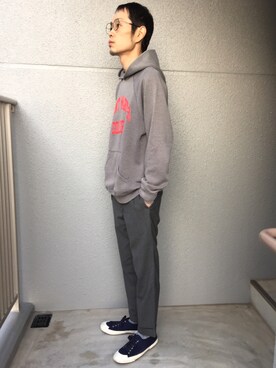 「ARBRE（アルブル）のアイテム」を使った、くるまやさん（メンズ・165cm）の春コーディネート