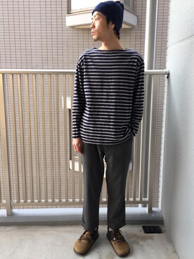 「ARBRE（アルブル）のアイテム」を使った、くるまやさん（メンズ・165cm）の春コーディネート