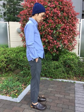 「ARBRE（アルブル）のアイテム」を使った、くるまやさん（メンズ・165cm）の春コーディネート