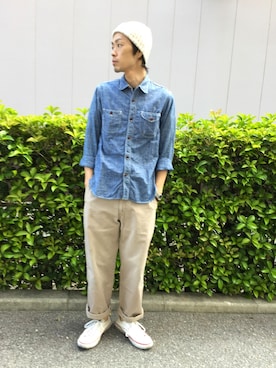 「FADELESS（フェイドレス）のアイテム」を使った、くるまやさん（メンズ・165cm）の春コーディネート