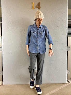 「ARBRE（アルブル）のアイテム」を使った、くるまやさん（メンズ・165cm）の夏コーディネート