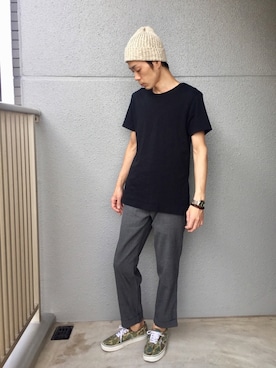 「ARBRE（アルブル）のアイテム」を使った、くるまやさん（メンズ・165cm）の夏コーディネート