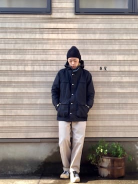 「ロクヨンクロス」｜くるまやさん（メンズ・165cm）の冬コーディネート