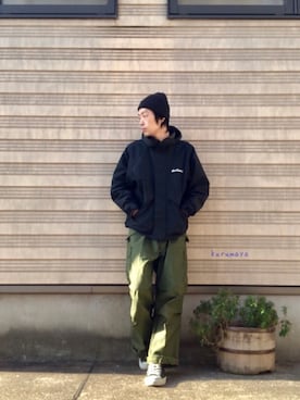 「WILD THINGS（ワイルドシングス）のアイテム（その他アウター）」を使った、くるまやさん（メンズ・165cm）の冬コーディネート