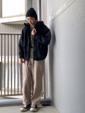 「WILD THINGS（ワイルドシングス）のアイテム（その他アウター）」を使った、くるまやさん（メンズ・165cm）の冬コーディネート