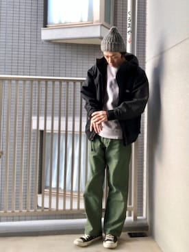 「WILD THINGS（ワイルドシングス）のアイテム（その他アウター）」を使った、くるまやさん（メンズ・165cm）の冬コーディネート