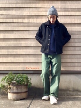 「MIXTA（ミクスタ）のアイテム」を使った、くるまやさん（メンズ・165cm）の冬コーディネート