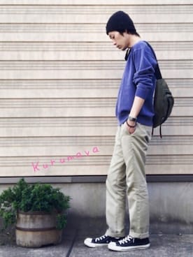 「MIXTA（ミクスタ）のアイテム」を使った、くるまやさん（メンズ・165cm）の春コーディネート