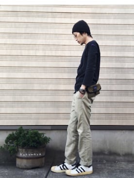 「LEMINOR（ルミノール）のアイテム」を使った、くるまやさん（メンズ・165cm）の春コーディネート