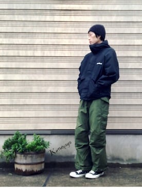「WILD THINGS（ワイルドシングス）のアイテム（その他アウター）」を使った、くるまやさん（メンズ・165cm）の春コーディネート