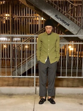 「ARBRE（アルブル）のアイテム」を使った、くるまやさん（メンズ・165cm）の春コーディネート