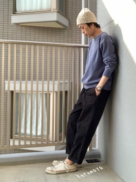 「MIXTA（ミクスタ）のアイテム」を使った、くるまやさん（メンズ・165cm）の春コーディネート