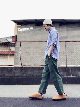 「エアモック」｜くるまやさん（メンズ・165cm）の春コーディネート
