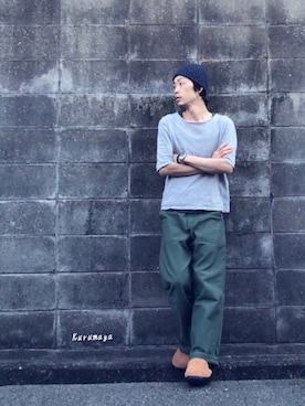 「エアモック」｜くるまやさん（メンズ・165cm）の春コーディネート