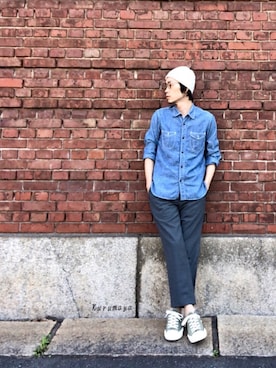 「ARBRE（アルブル）のアイテム」を使った、くるまやさん（メンズ・165cm）の春コーディネート