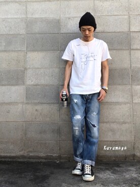 「ROGAN（ローガン）のアイテム」を使った、くるまやさん（メンズ・165cm）の春コーディネート