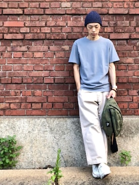 「Gregory」｜「アイテム（ニットキャップ/ビーニー）」を使った、くるまやさん（メンズ・165cm）の夏コーディネート