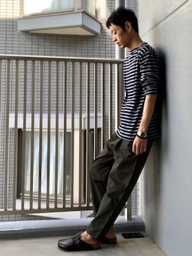 「セントジェームス」｜「アイテム（アナログ腕時計）」を使った、くるまやさん（メンズ・165cm）の秋コーディネート