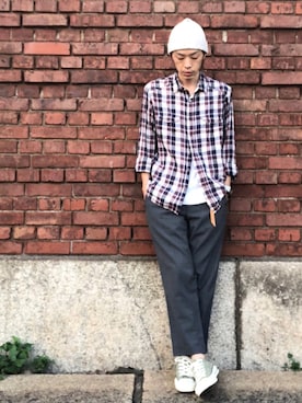 「ARBRE（アルブル）のアイテム」を使った、くるまやさん（メンズ・165cm）の秋コーディネート