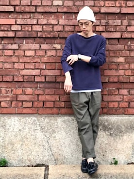 「セントジェームス」｜「アイテム（アナログ腕時計）」を使った、くるまやさん（メンズ・165cm）の秋コーディネート