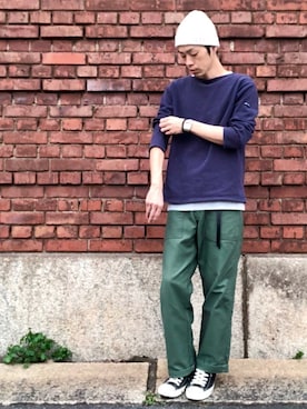 「セントジェームス」｜「アイテム（アナログ腕時計）」を使った、くるまやさん（メンズ・165cm）の秋コーディネート