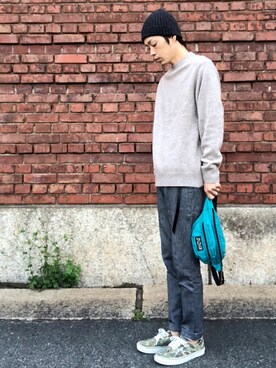 「FOB FACTORY（エフオービーファクトリー）のアイテム（その他パンツ）」を使った、くるまやさん（メンズ・165cm）の秋コーディネート