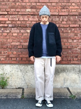 「MIXTA（ミクスタ）のアイテム」を使った、くるまやさん（メンズ・165cm）の秋コーディネート