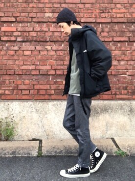 「FOB FACTORY（エフオービーファクトリー）のアイテム（その他パンツ）」を使った、くるまやさん（メンズ・165cm）の冬コーディネート