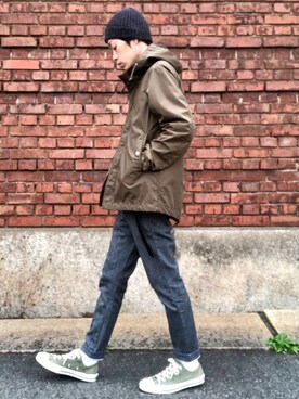「FOB FACTORY（エフオービーファクトリー）のアイテム（その他パンツ）」を使った、くるまやさん（メンズ・165cm）の春コーディネート