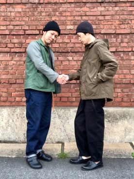 「UNIQLO U」｜「アイテム（モッズコート）」を使った、くるまやさん（メンズ・165cm）の春コーディネート