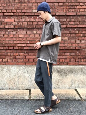 「ARBRE（アルブル）のアイテム」を使った、くるまやさん（メンズ・165cm）の夏コーディネート