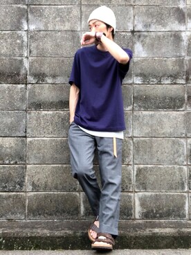 「ARBRE（アルブル）のアイテム」を使った、くるまやさん（メンズ・165cm）の夏コーディネート