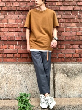 「ARBRE（アルブル）のアイテム」を使った、くるまやさん（メンズ・165cm）の夏コーディネート