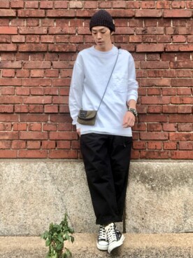 「HIGHLAND 2000（ハイランドトゥーサウザンド）のHIGHLAND 2000/ハイランド2000　IRISH LINEN 2×1 WATCH CAP　（303）（ニットキャップ/ビーニー）」を使った、くるまやさん（メンズ・165cm）の秋コーディネート