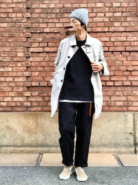 「EEL（イール）のアイテム（ジャケット/アウター）」を使った、くるまやさん（メンズ・165cm）の秋コーディネート