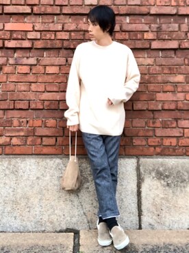 「FOB FACTORY（エフオービーファクトリー）のアイテム（その他パンツ）」を使った、くるまやさん（メンズ・165cm）の冬コーディネート